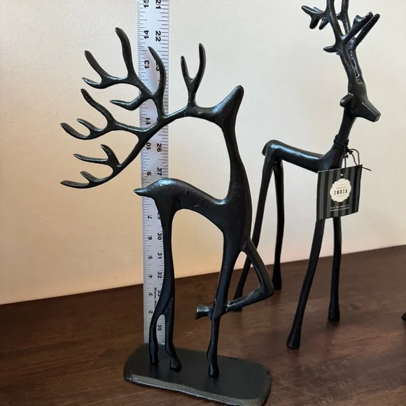 GRANVILLE LANEBlack Reindeer Set of 3Winter metal ChristmasDecor NEW